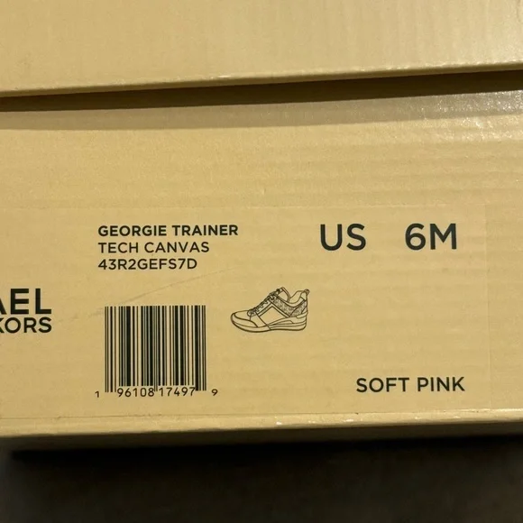 MICHAEL KORS MK Georgie Leather Logo Trainer Pink Rose Gold Women's Sneakers - Picture 13 of 16